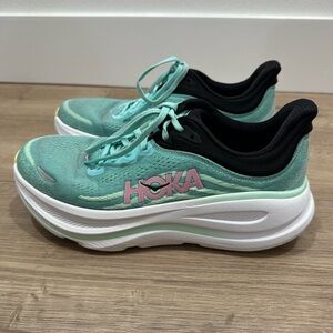 Hoka Bondi 9 Women's Running walking Athletic sneaker Shoes Mint Teal Pink sport